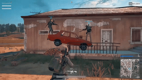 Pubg Characters Playing Car Seesaw GIF