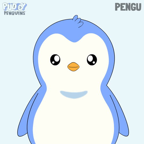 Puddy Penguin Yes Hi Hello Blue Background