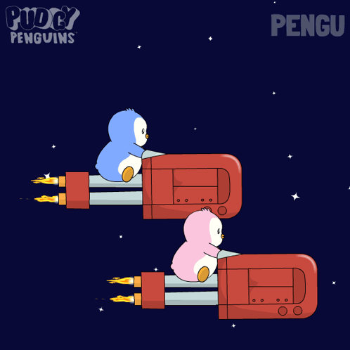 Puddy Penguins Riding Rockets