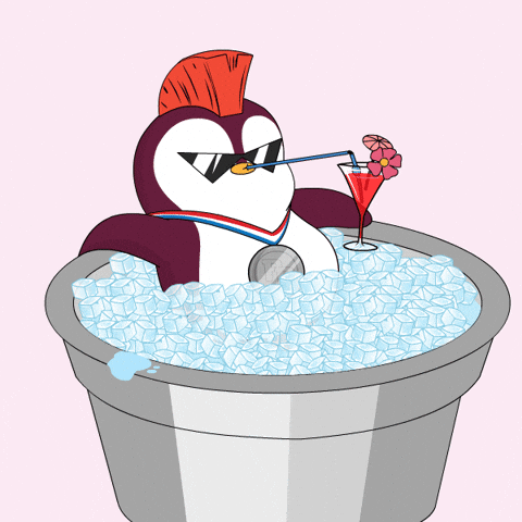 Pudgy Penguin Bathing Im Chill GIF