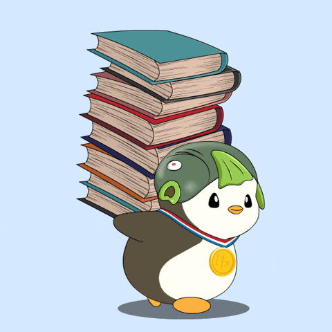 Pudgy Penguin Carrying Books For Bar Exam GIF