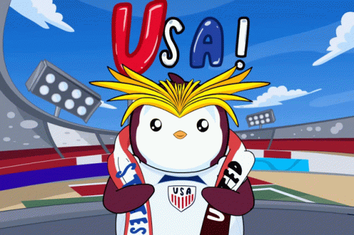 Pudgy Penguin Cheering Usa Soccer GIF