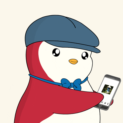 Pudgy Penguin Flexing Smurf Cat Meme GIF