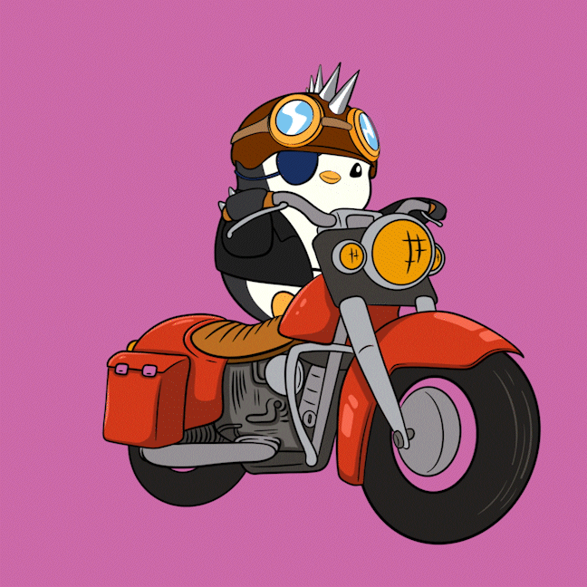 Pudgy Penguin Front Wheelie Exhibition GIF