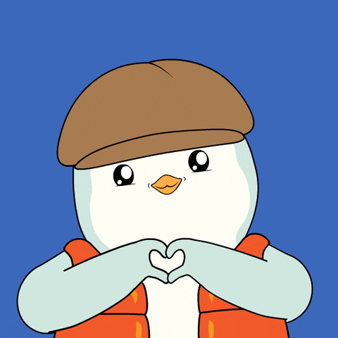 Pudgy Penguin Heart Hand GIF