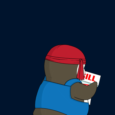 Pudgy Penguin Looking At Past Due Bills GIF