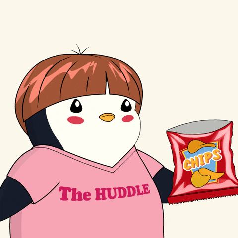 Pudgy Penguin Munching On Chips GIF