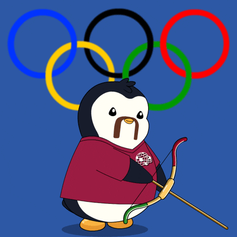 Pudgy Penguin Olympics Archery Competition GIF