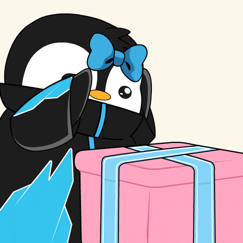 Pudgy Penguin Opening Present GIF