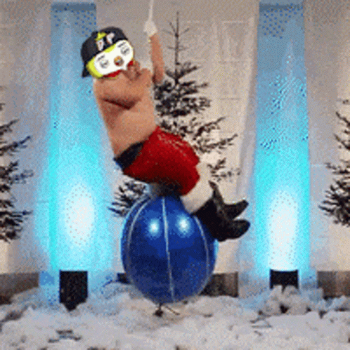 Pudgy Penguin Santa Swinging Wrecking Ball GIF