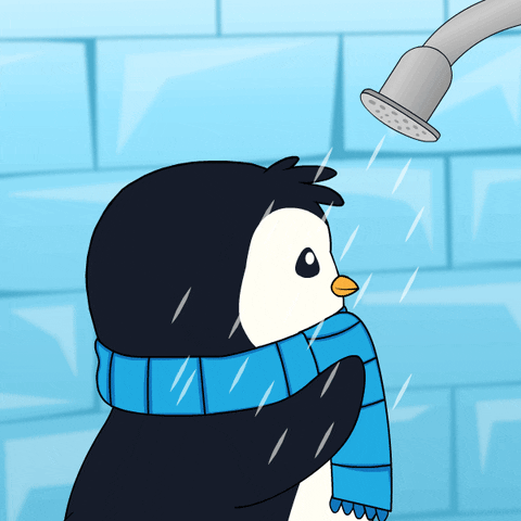 Pudgy Penguin Showering GIF