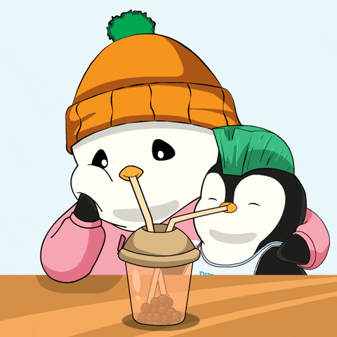 Pudgy Penguin Sipping Tea GIF