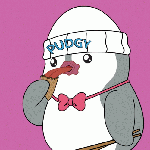 Pudgy Penguin Slurp Ice Cream GIF