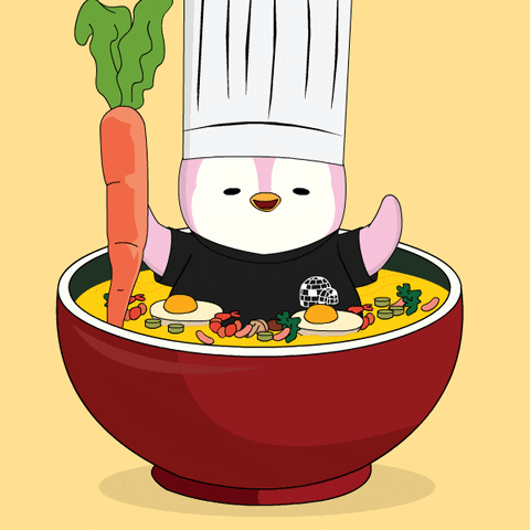 Pudgy Penguin Swim In Noodles GIF