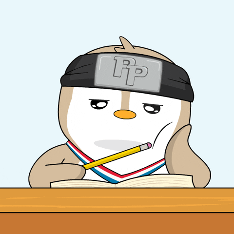 Pudgy Penguin Thinking During Bar Exam GIF