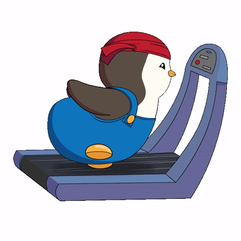 Pudgy Penguin Using Treadmill Work Out GIF