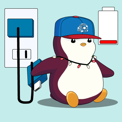 Pudgy Penguin With Cap Charge Itself GIF