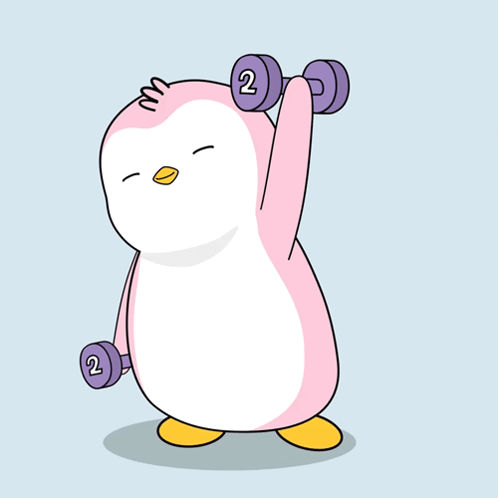 Pudgy Penguin Work Out Lifting Barbell GIF