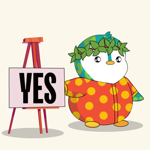 Pudgy Penguin Yes Yes Placards GIF