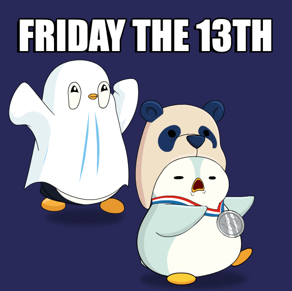 Pudgy Penguins Ghost Chase Friday The 13th Meme GIF