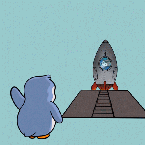 Pudgy Penguins Goodbye Spaceship GIF