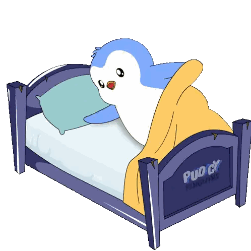 Pudgy Penguins Standing Next to Bed