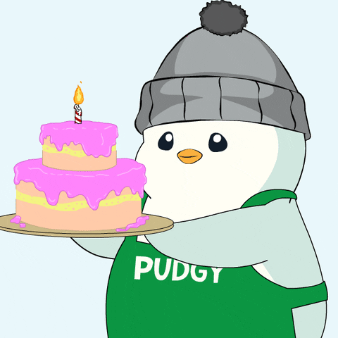 Pudgy Spill Cake Happy Birthday GIF