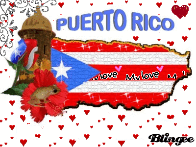 Puerto Rico Map Surrounded By Red Hearts GIF