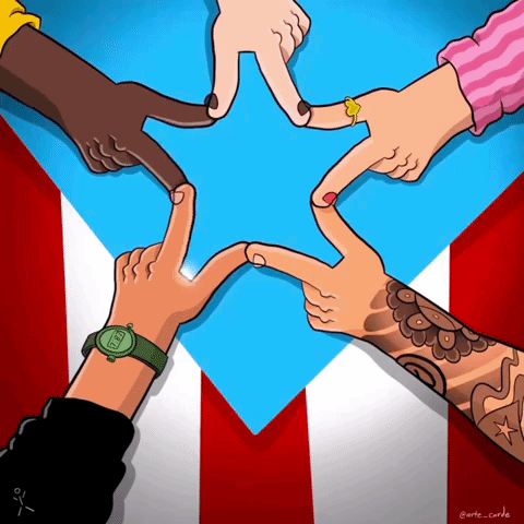 Puerto Rico Star Hand Symbol GIF