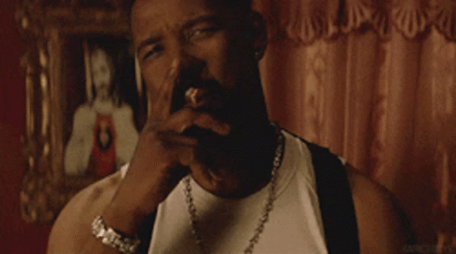Puffing Smoke Denzel Washington GIF