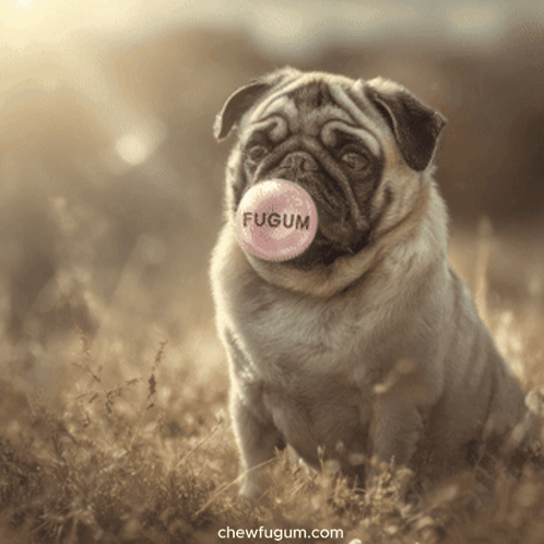 Pug Dog Blowing Bubble