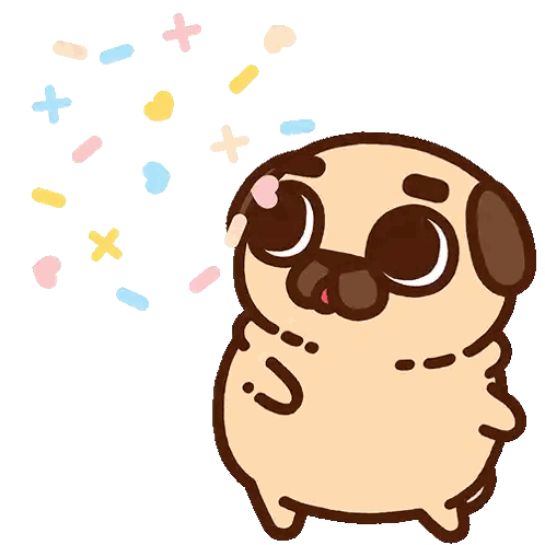 Pug Dog in Front of Confetti Pile