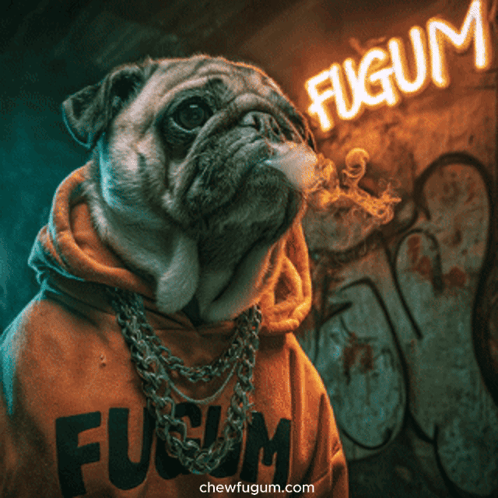 Pug in Fugum Hoodie Smoking Hookah