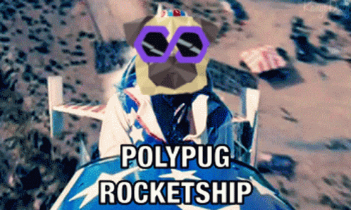 Pug in Sunglasses Riding Rocketship