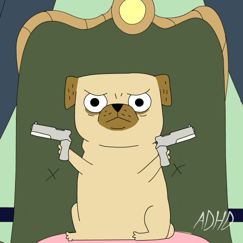 Pug Thug Life Holding Gun GIF