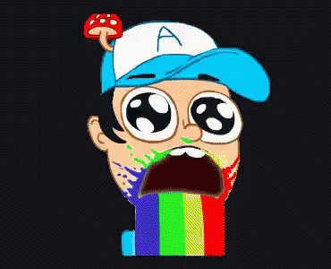 Cartoon Boy Puking Rainbow GIF