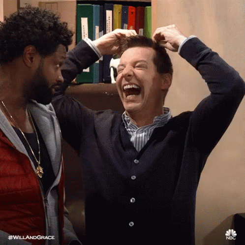 Sean Hayes Pulling Hair Out GIF