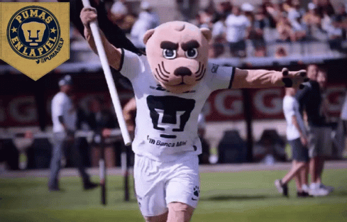 Pumas Mascot Holding Flag