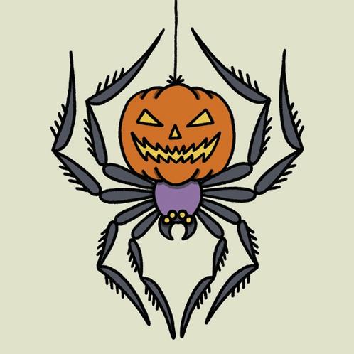 Pumkin Head Scary Spider GIF