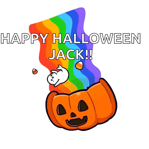 Pumpkin and Ghost Saying Happy Halloween Jack