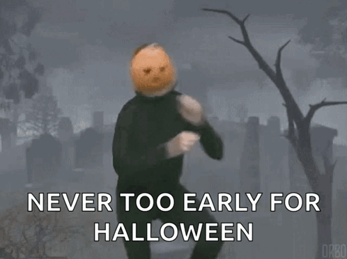 Pumpkin Man Dancing Never Too Early for Halloween