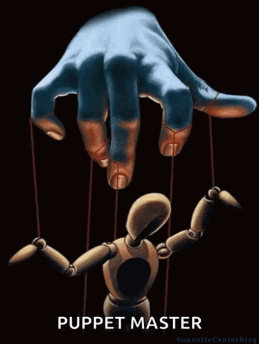Puppet Master Poster Hand Holding Puppet On Strings GIF
