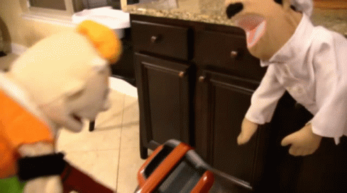 Puppet With A Vacuum Cleaner GIF