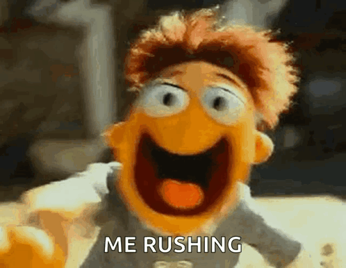 Puppet With Big Smile Me Rushing GIF