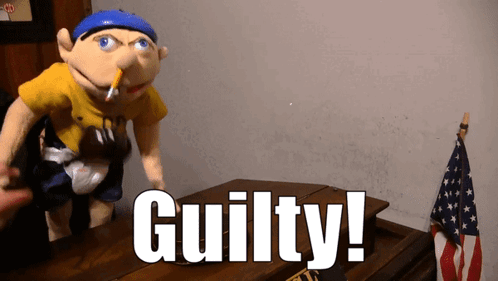 Puppet with Cigarette and Guilty Words