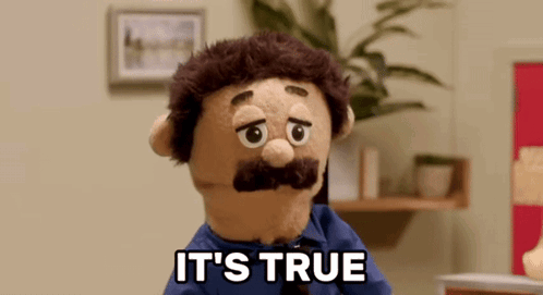Puppet With Mustache Says It's True GIF