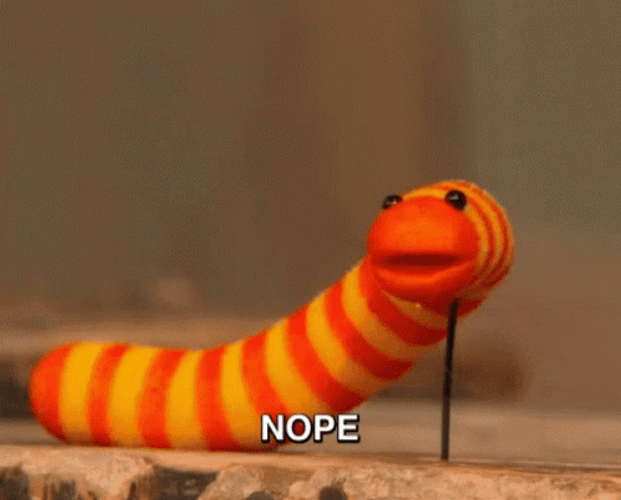 Puppet Worm Nope GIF