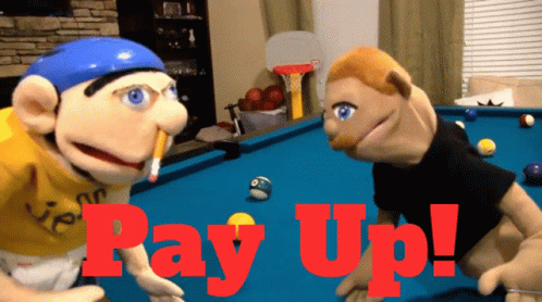 Puppets Talking While Playing Billiards Pay Me GIF