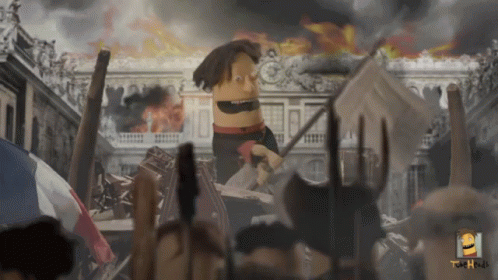 Puppets Tube Heads Waving The White Flag GIF