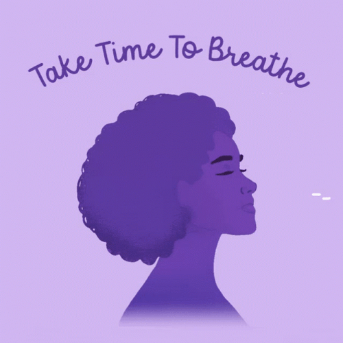 Purple Afro Haired Woman Anxiety Breathing GIF